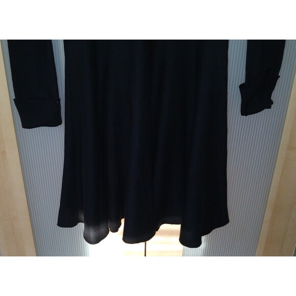 BCBG MaxAzria V-neck Black Dress Large Fit & Flare Travel Minimist LBD Stretch - Picture 5 of 10